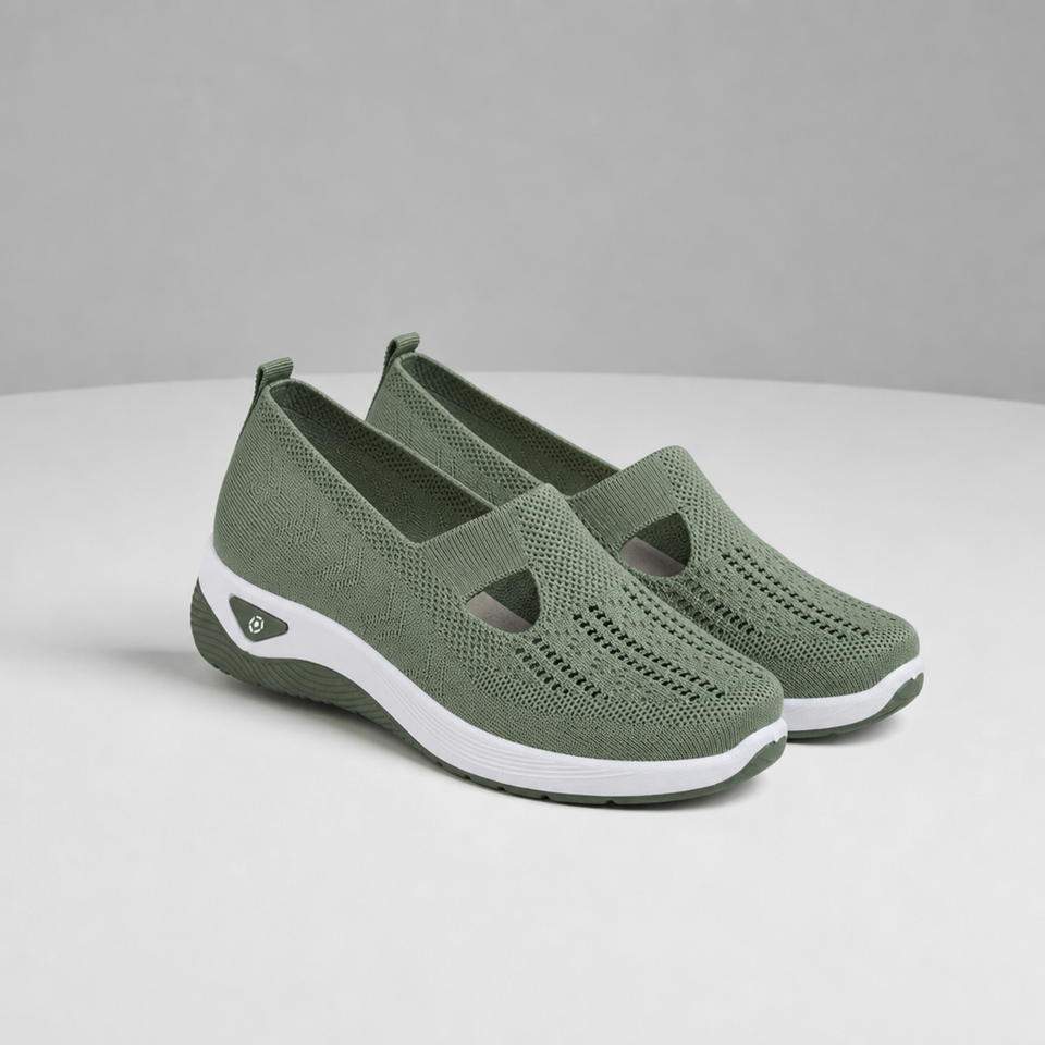 Treviso Orthopedic Knit Slip-Ons in Olive Green