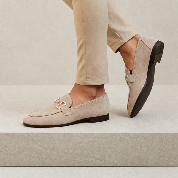 Montepulciano Suede Horsebit Loafers in Beige