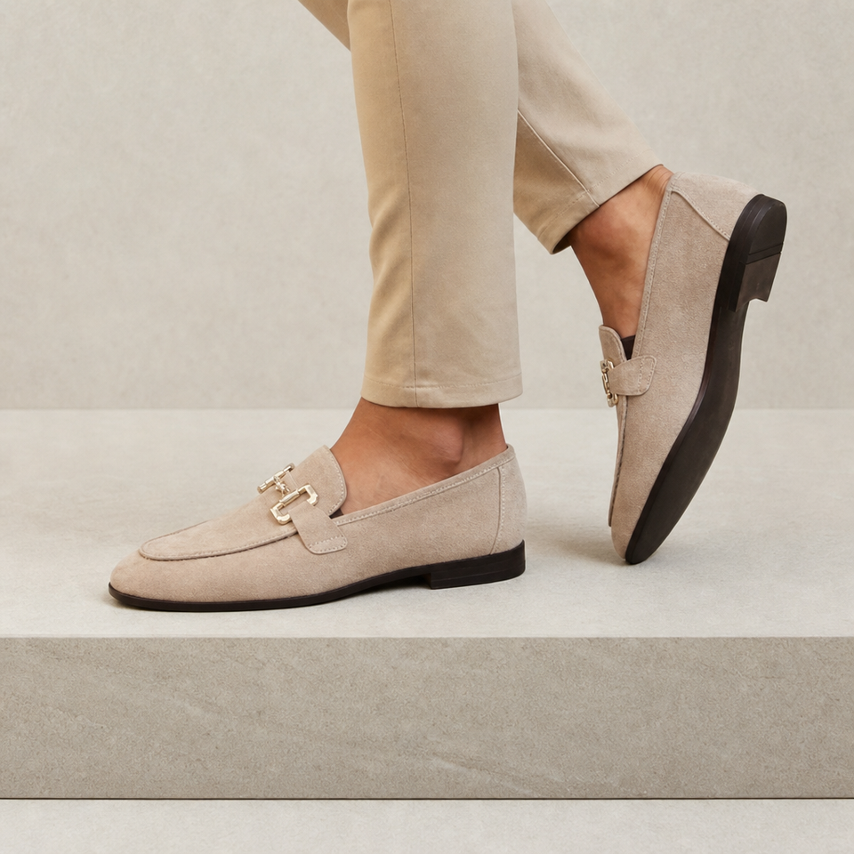 Montepulciano Suede Horsebit Loafers in Beige