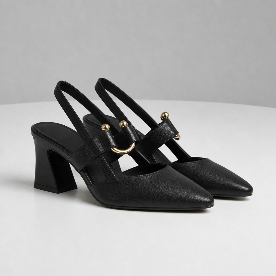 Sete Slingback Block Heel Pumps in Black