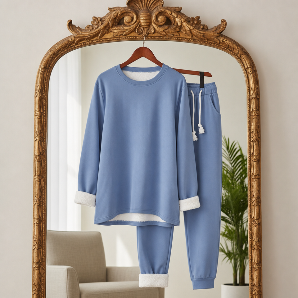 Altea Fleece Lined Sweatsuit Set in Blue