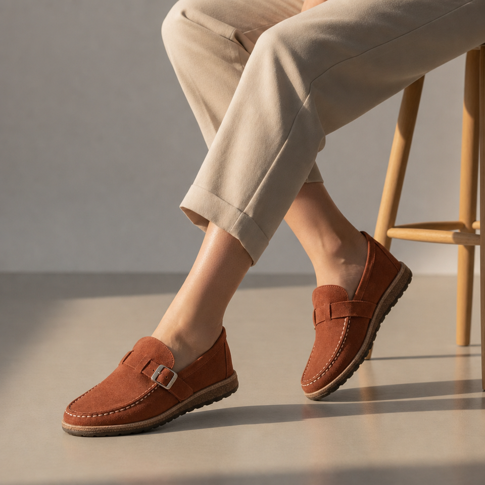 Comporta Orthopedic Buckle Loafers in Brown