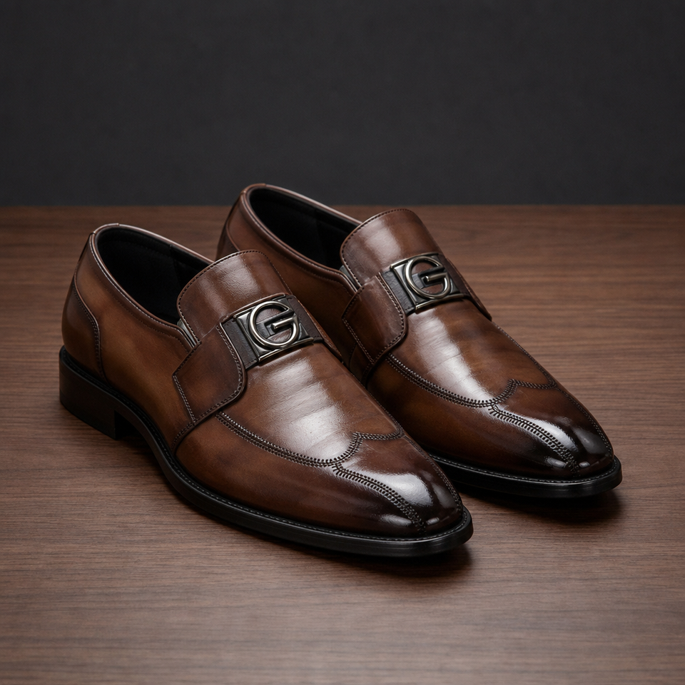Nazare Leather Monk Strap Loafers in Brown