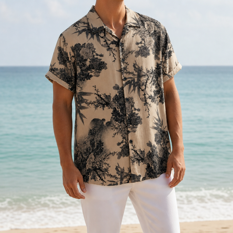 Ceret Vintage Floral Shirt in brown