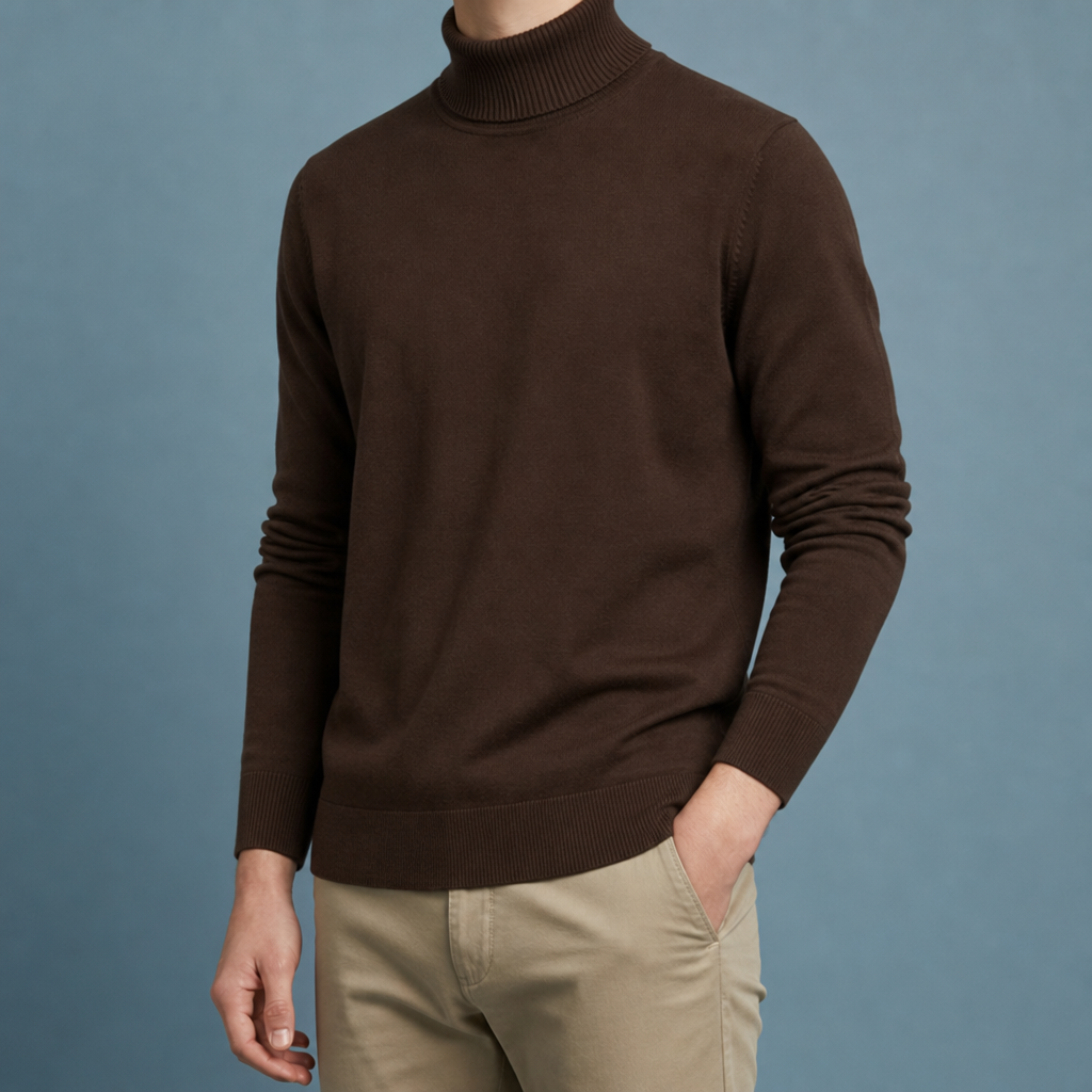 Noto Slim Fit Turtleneck in Brown
