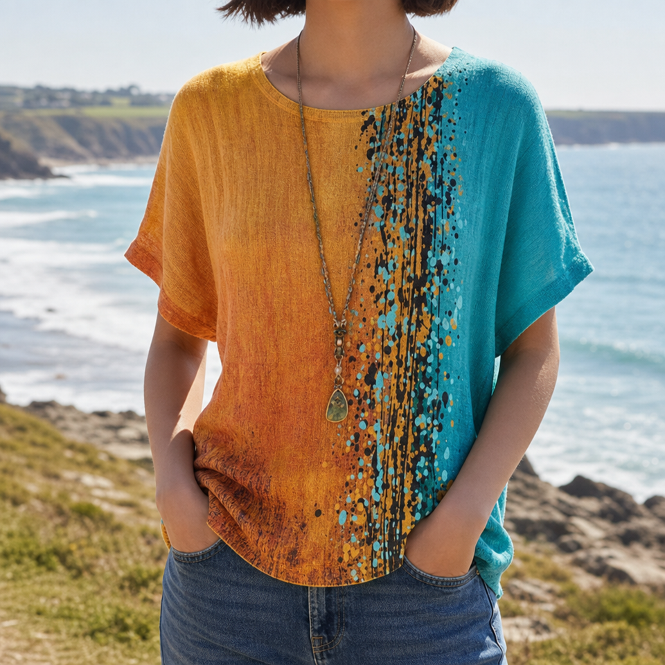 Ios Colorblock Graphic Blouse in Multicolor