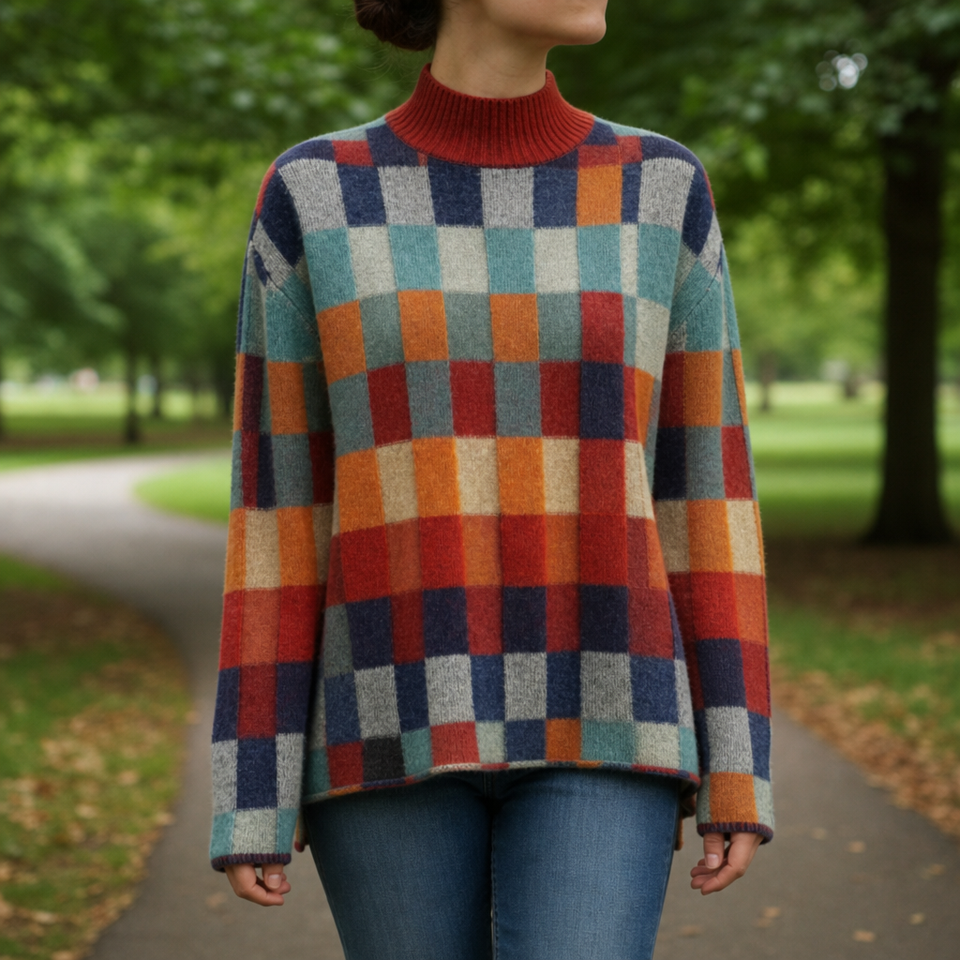Ravello Patchwork Turtleneck Sweater in Default