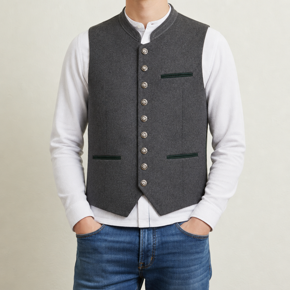Monemvasia Traditional Gray Waistcoat in Gray