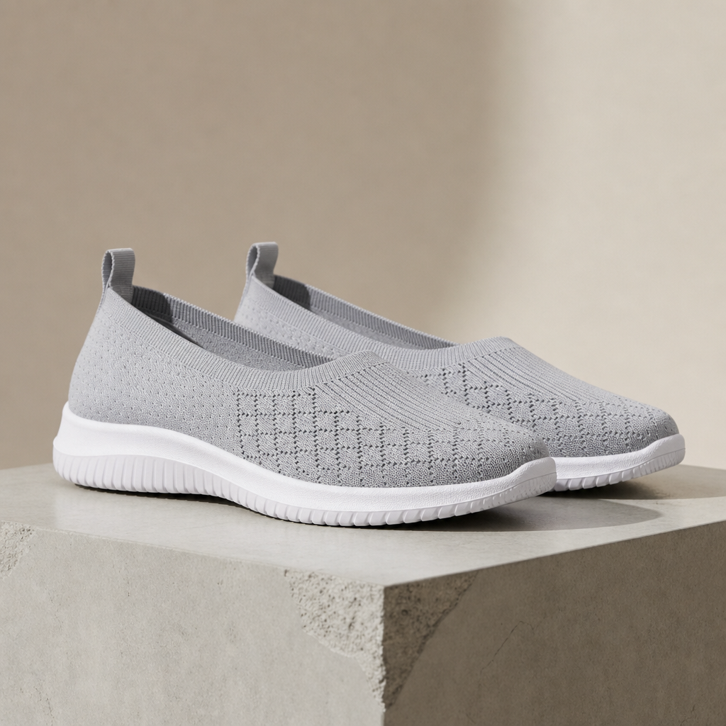 Larnaca Knit Mesh Slip-On Sneakers in Gray
