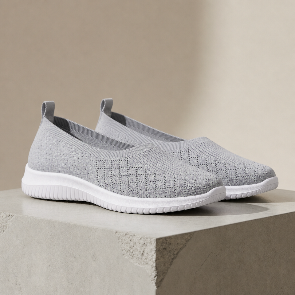 Larnaca Knit Mesh Slip-On Sneakers in Gray