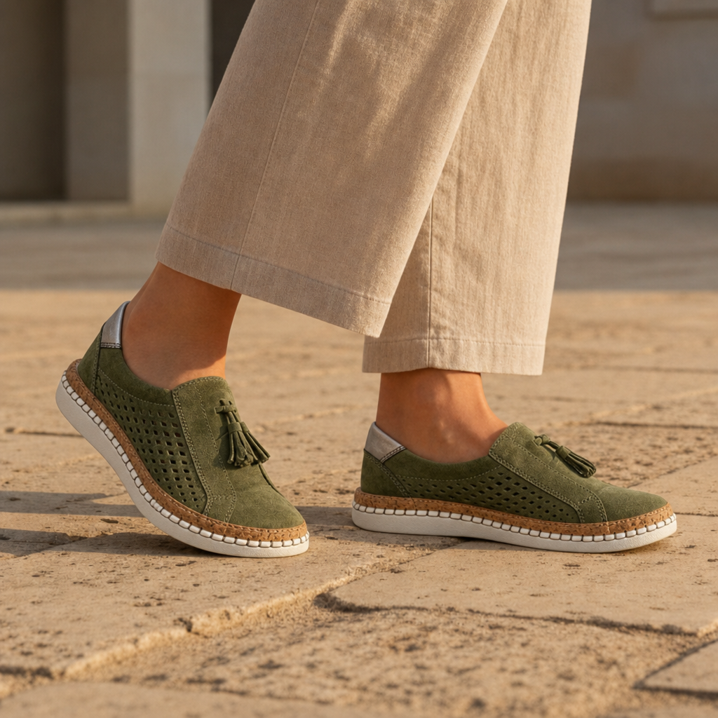 Avila Orthopedic Tassel Slip-Ons in Green