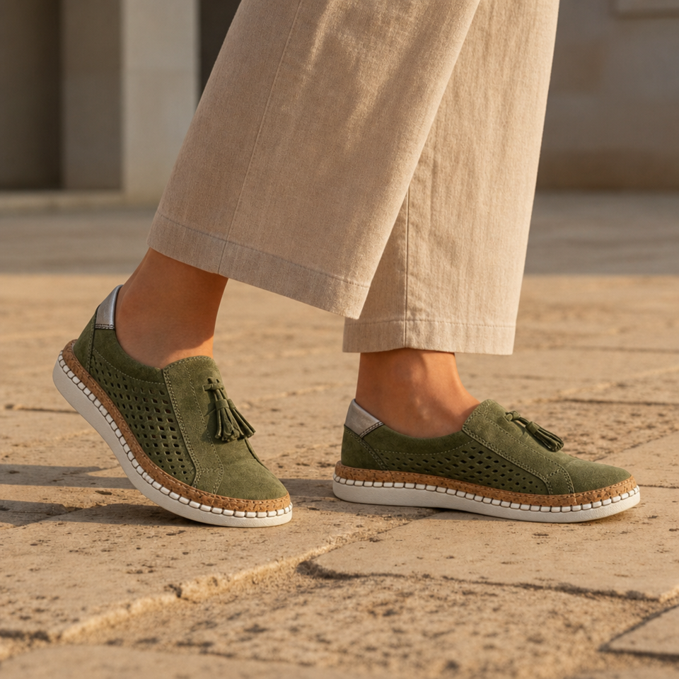 Avila Orthopedic Tassel Slip-Ons in Green