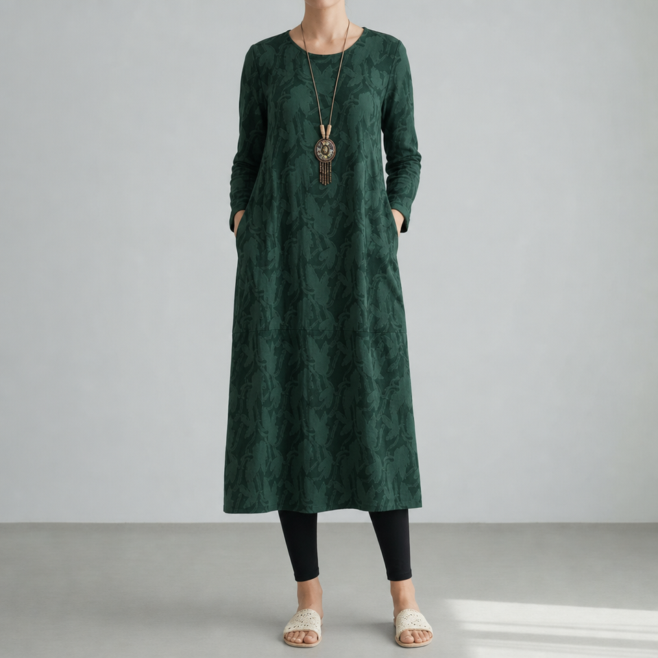 Gozo Printed Midi Dress in Green