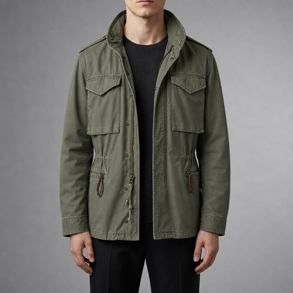 Pollensa Vintage Military Field Jacket in Green