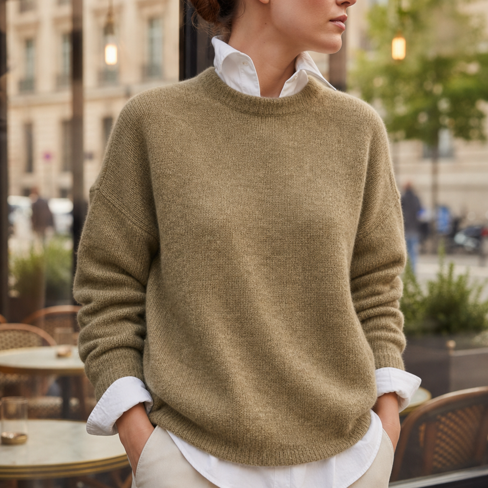 Volterra Oversized Knit Sweater in Khaki