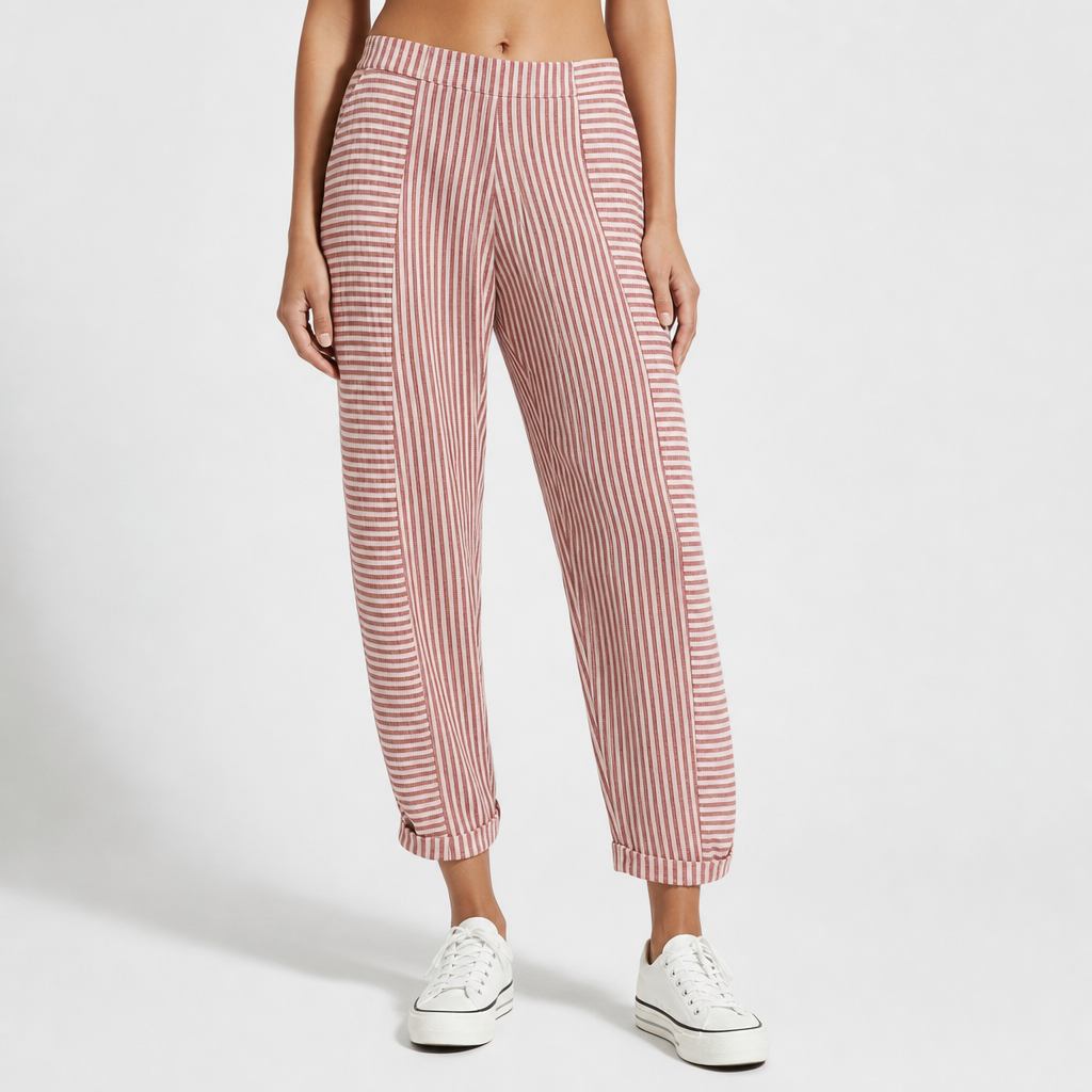 Fiesole Striped Harem Pants in Light Red