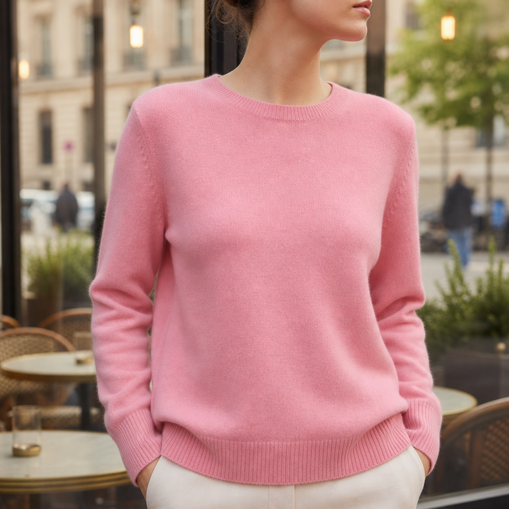 Roquebrune Soft Knit Crewneck Sweater in Pink