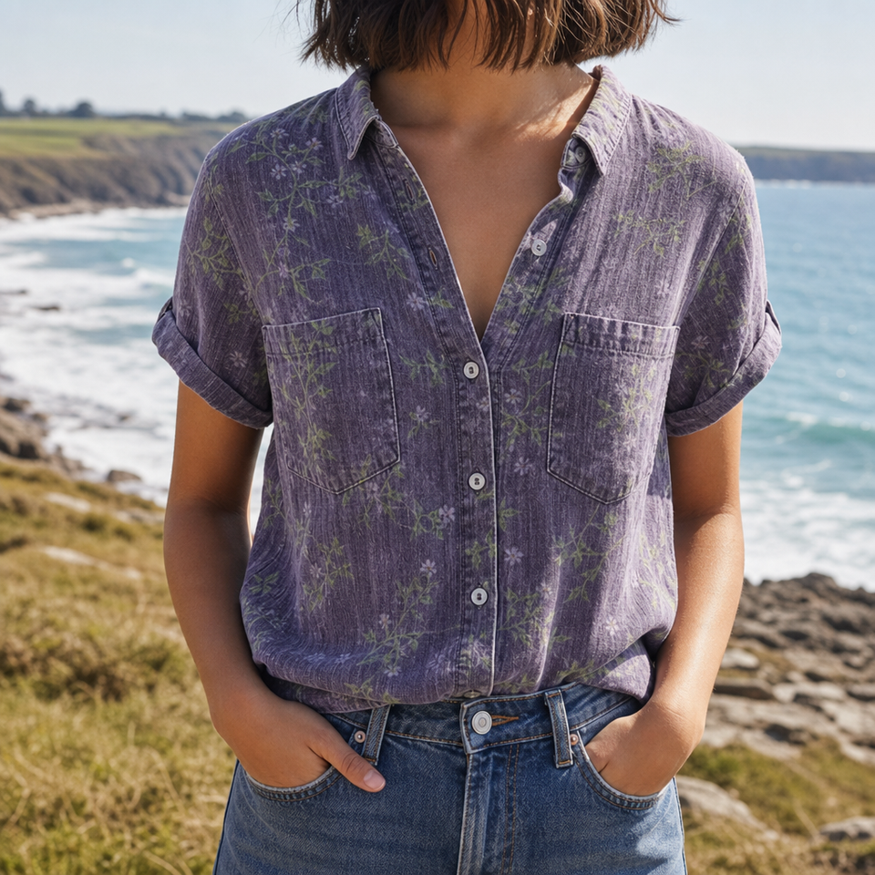Bergamo Floral Vintage Blouse in Purple