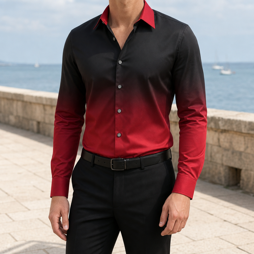Padova Gradient Ombre Dress Shirt in Red