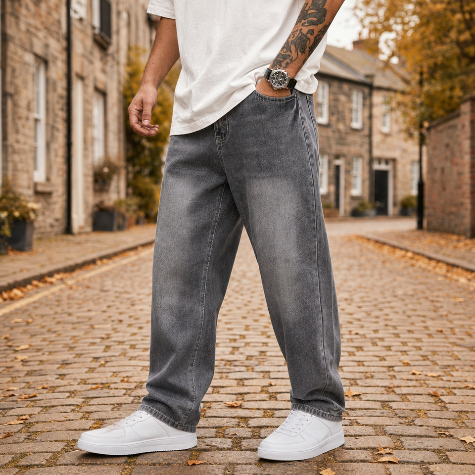 Rapallo Straight Fit Grey Jeans in Washed Gray