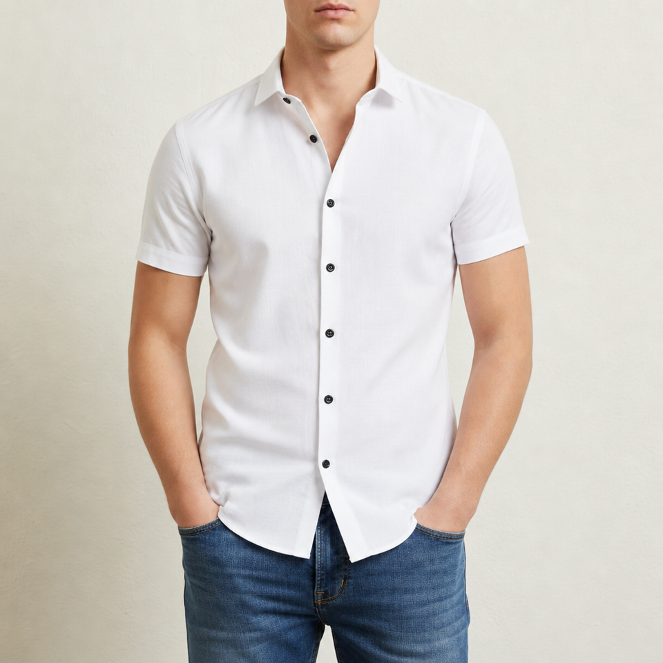 Chios Slim Fit Button-Up Shirt in White