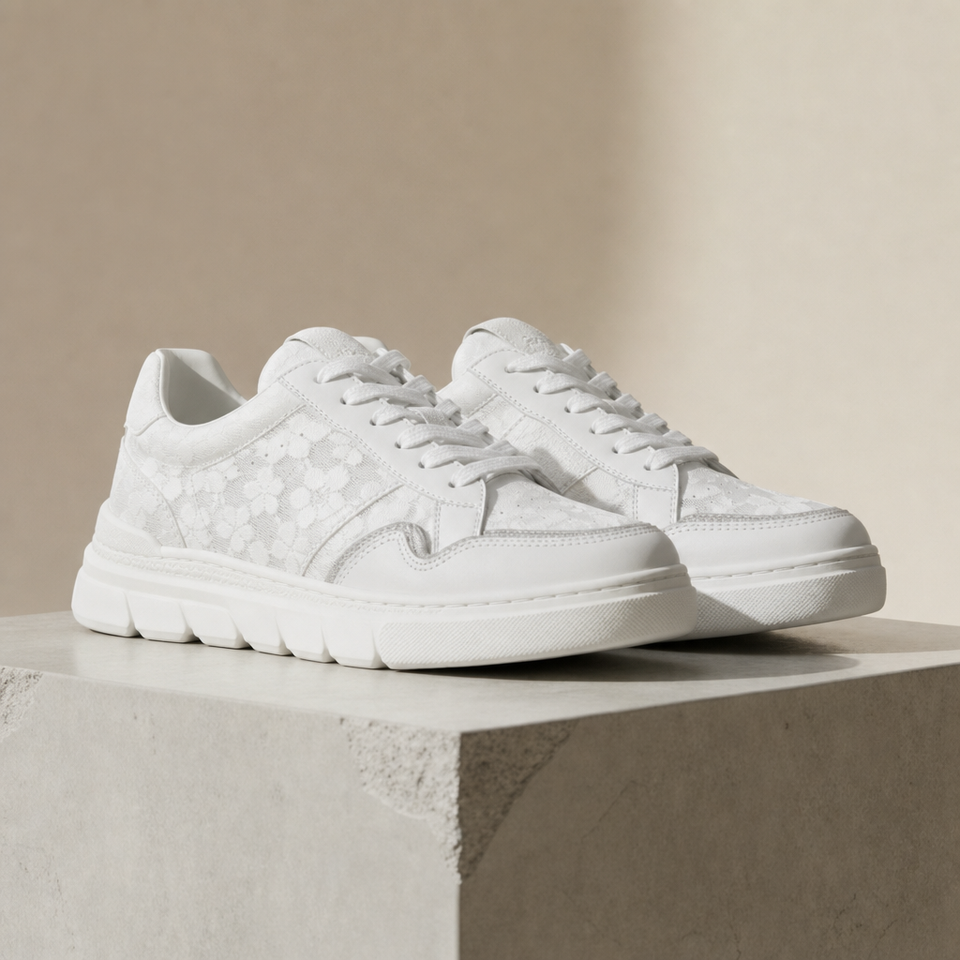Merano Lace Mesh Chunky Sneakers in White