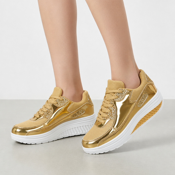 Calvi Orthopedic Platform Sneakers in Gold