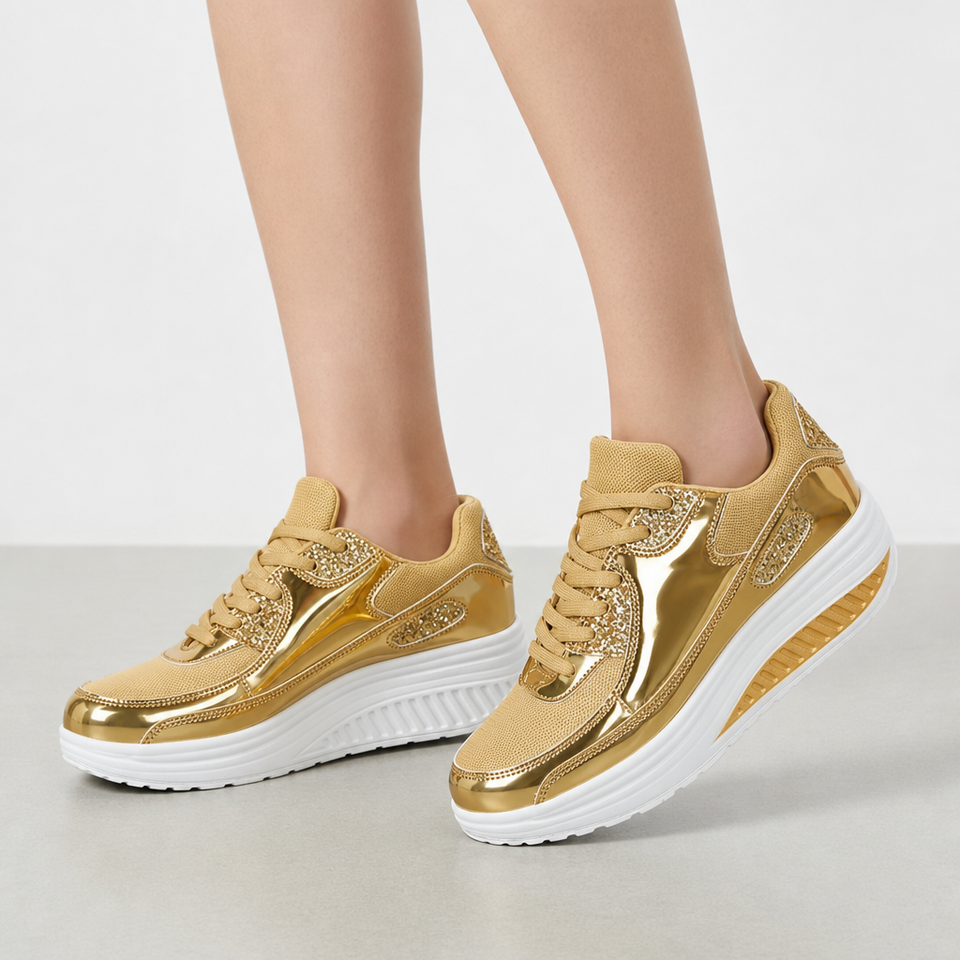 Calvi Orthopedic Platform Sneakers in Gold