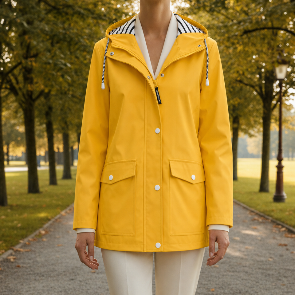 Tossa Hooded Waterproof Rain Jacket in Yellow
