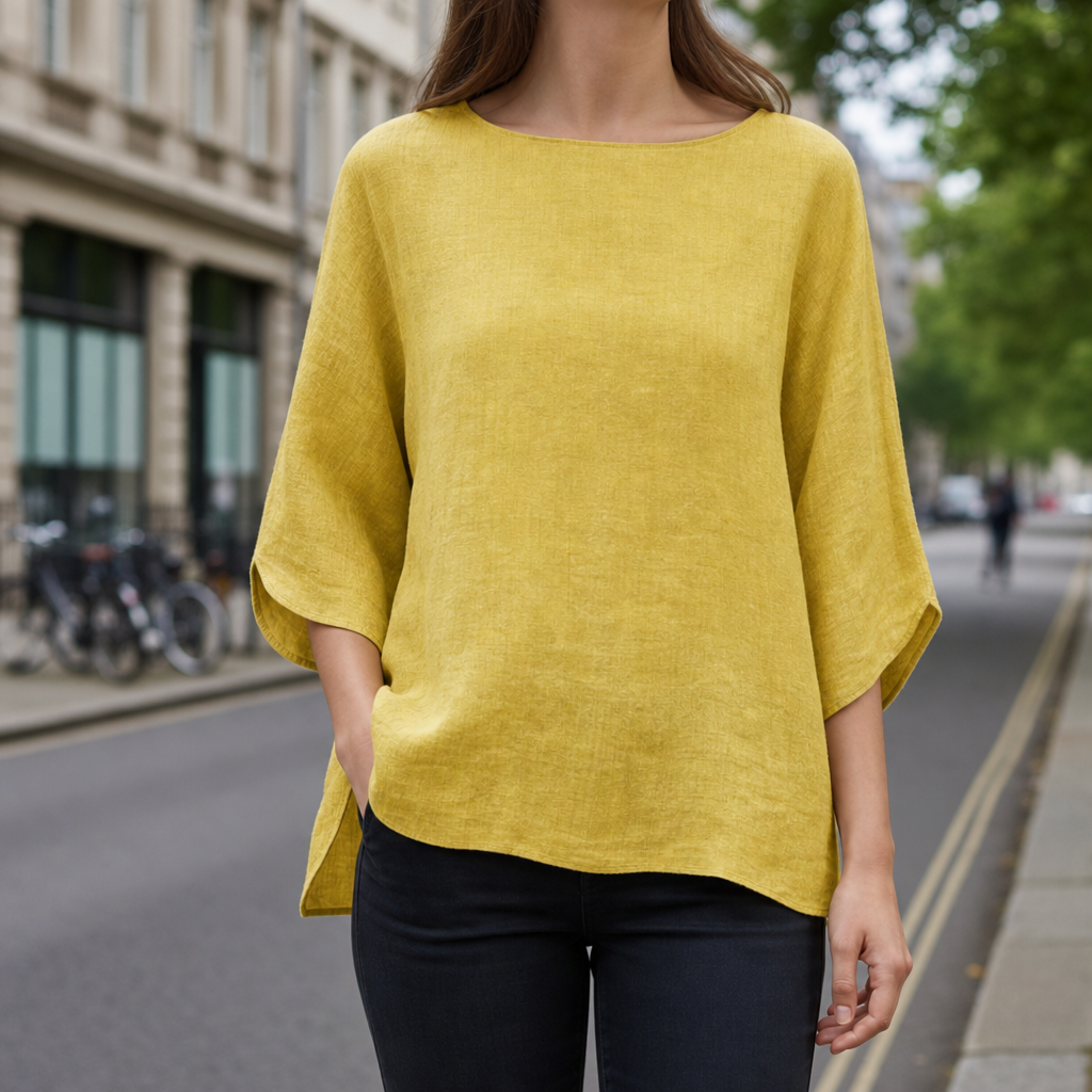 Jerez Linen Relaxed Blouse in Mustard Yellow