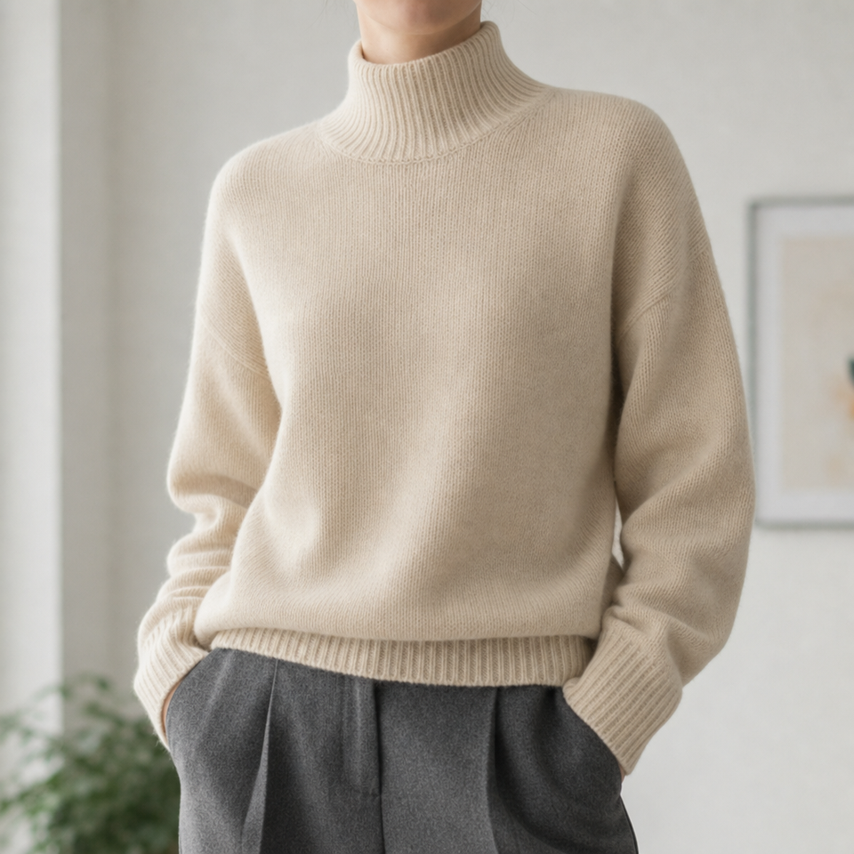 Noto Cashmere Turtleneck Sweater in Beige
