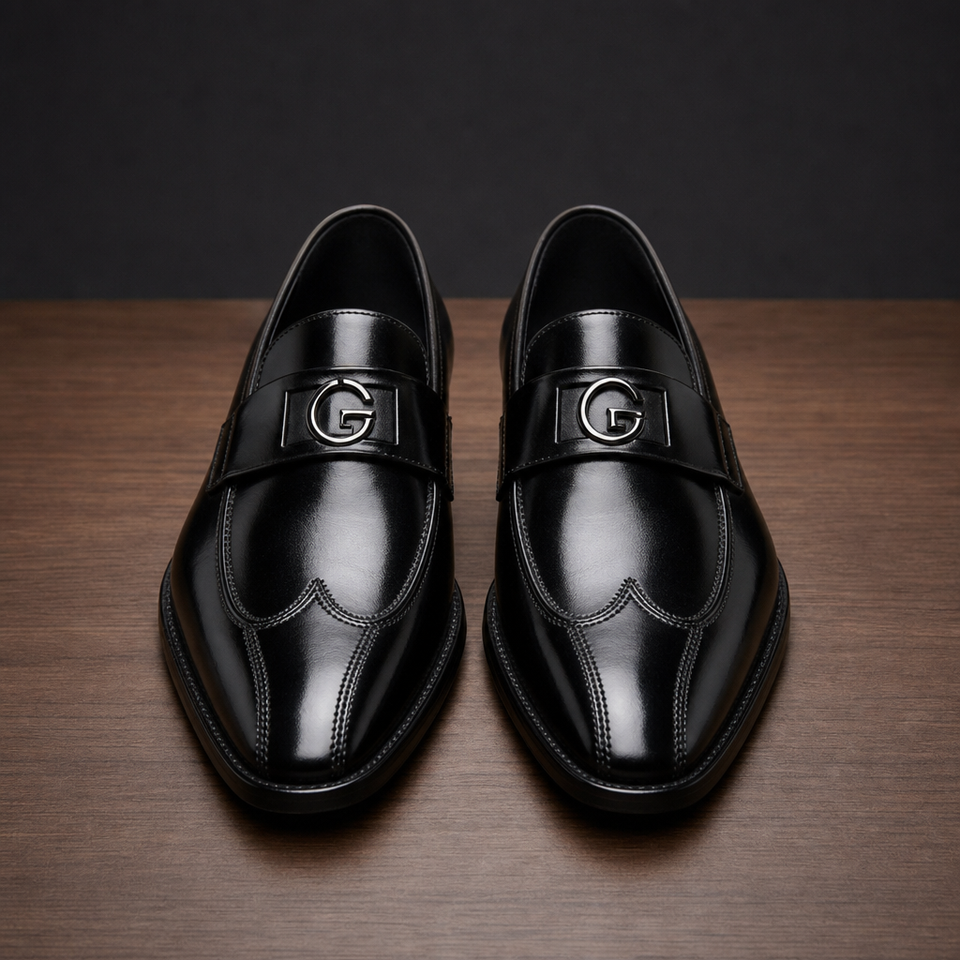 Nazare Leather Monk Strap Loafers in Black