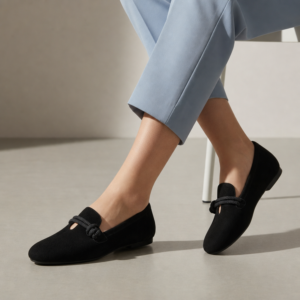 Noto Rope Strap Ballet Flats in Black