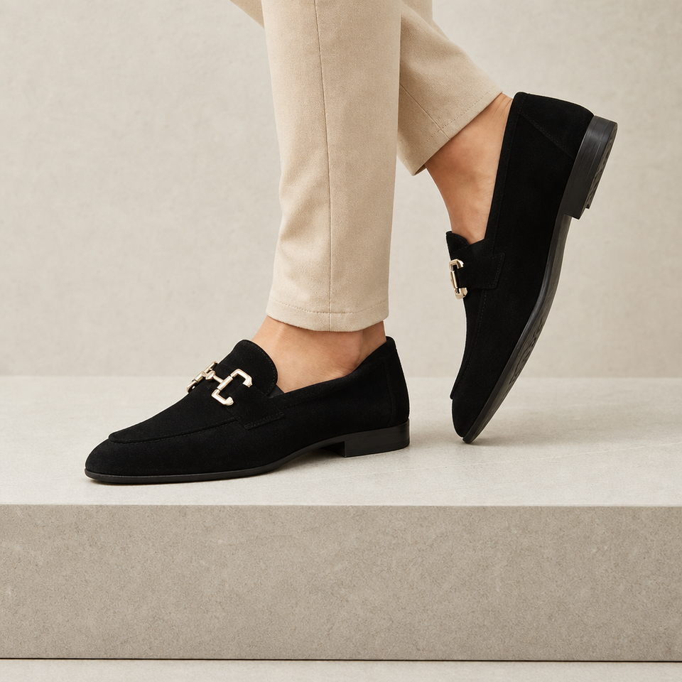 Montepulciano Suede Horsebit Loafers in Black