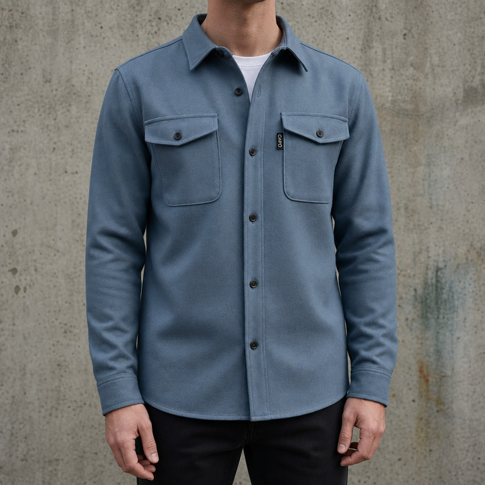 Malaga Slim Fit Shirt Jacket in Blue