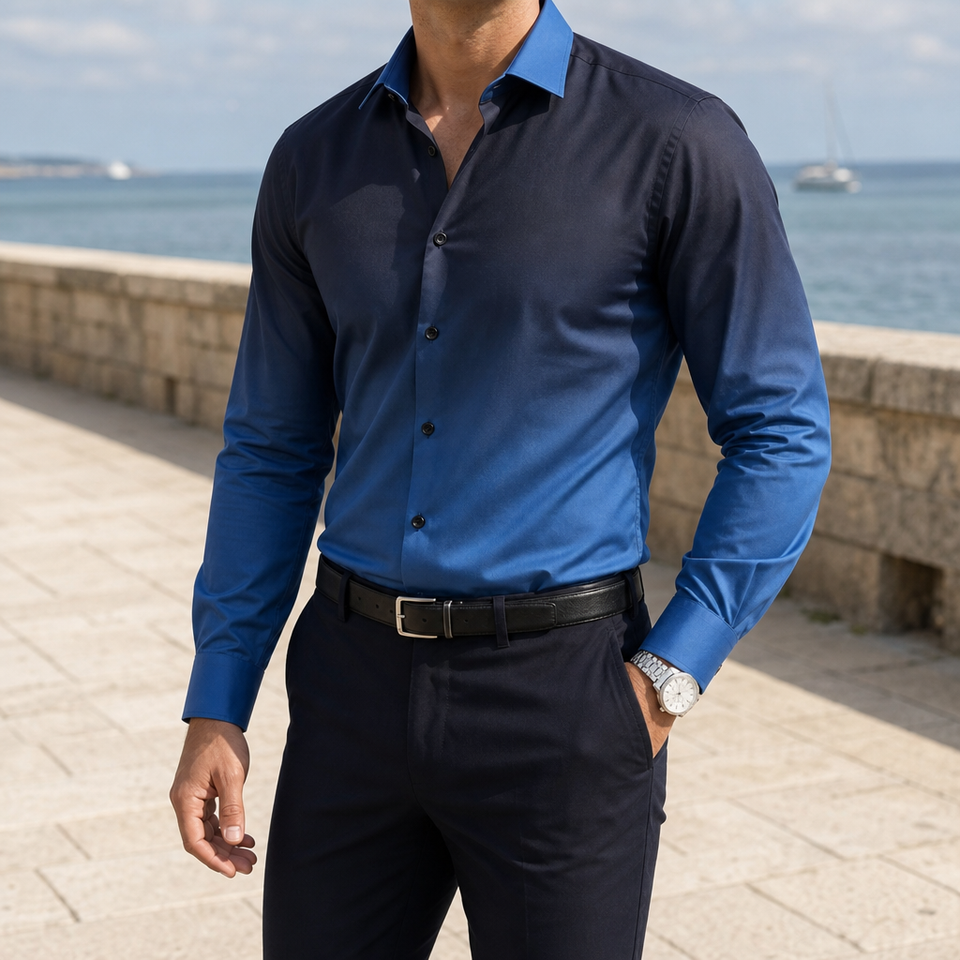 Padova Gradient Ombre Dress Shirt in Blue