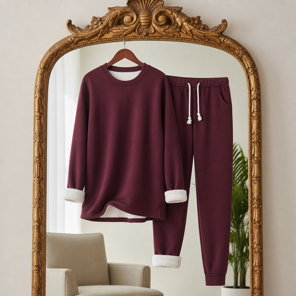 Altea Fleece Lined Sweatsuit Set in Burgundy