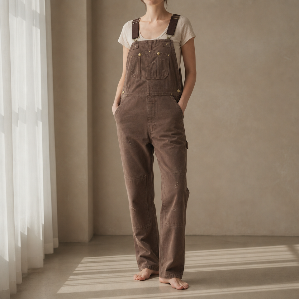 Imperia Canvas Bib Overalls in Coffee Brown