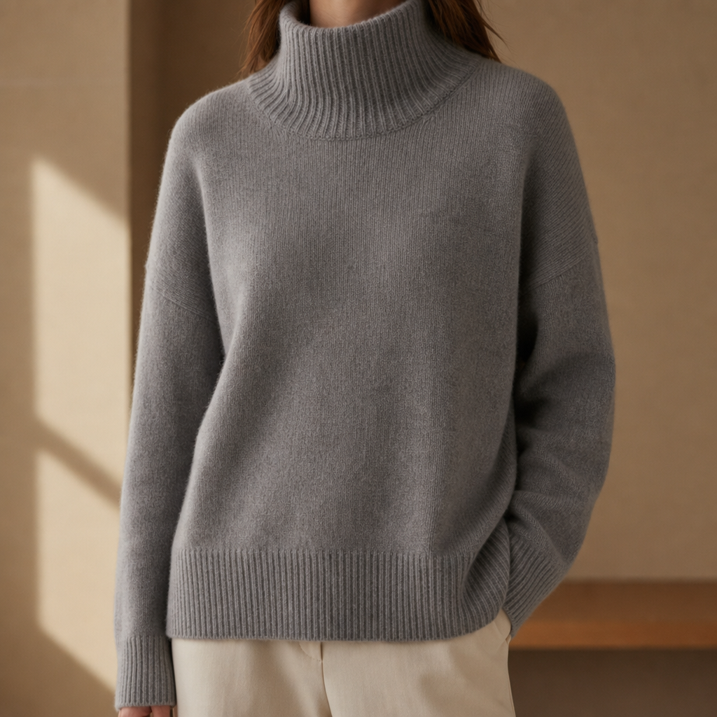 Camogli Oversized Turtleneck Sweater in Gray