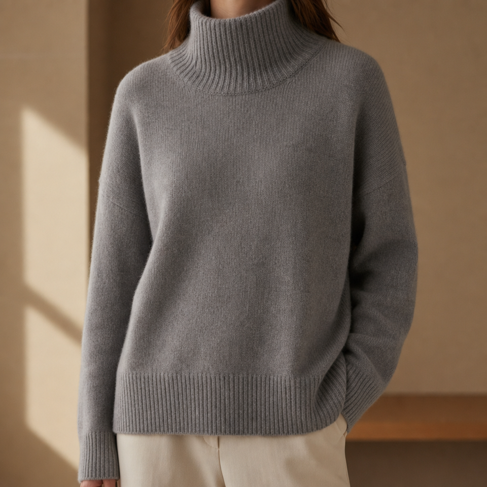 Camogli Oversized Turtleneck Sweater in Gray