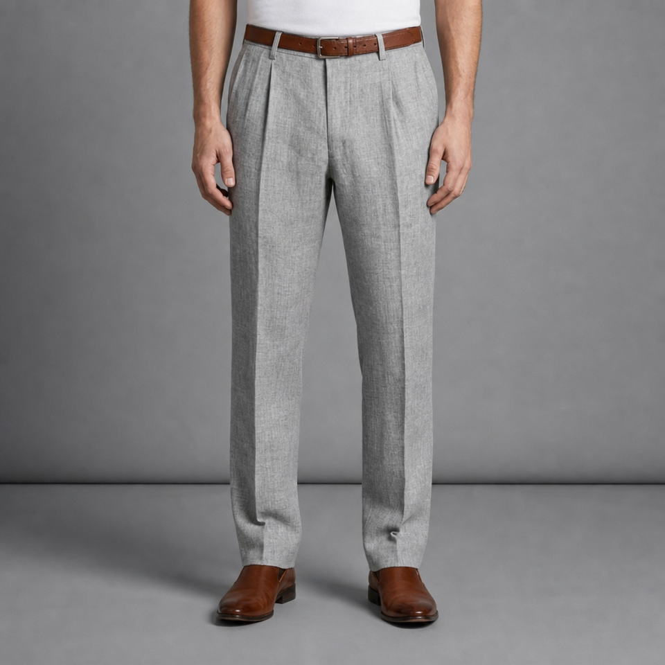 Kythnos Relaxed Linen Trousers in Gray