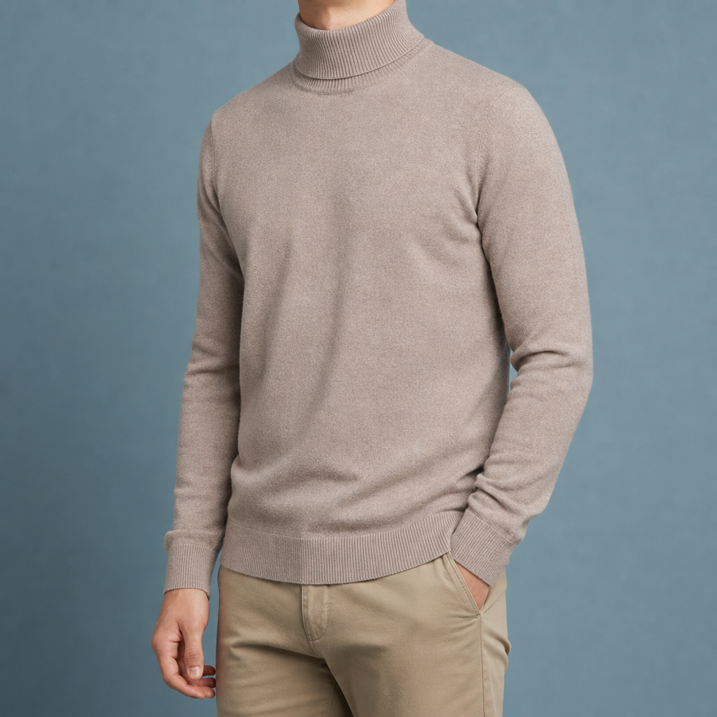 Noto Slim Fit Turtleneck in Taupe