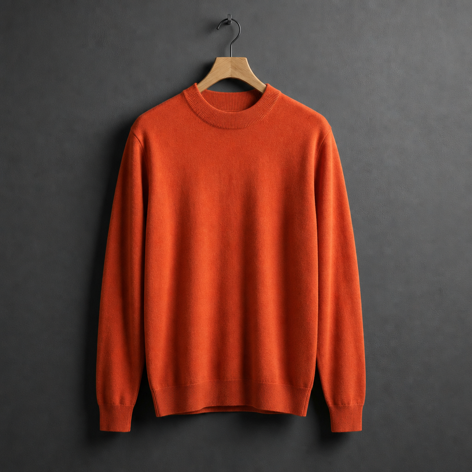 Sagres Mock Neck Cashmere Sweater in Orange