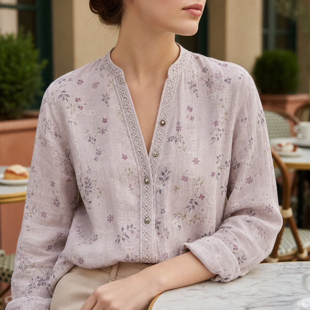 Tarragona Floral Bohemian Blouse in Pink