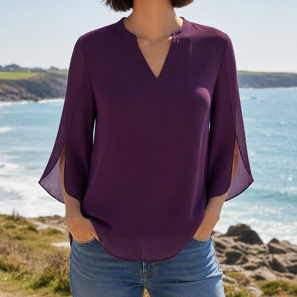 Frigiliana Split Sleeve Tunic Blouse in Purple