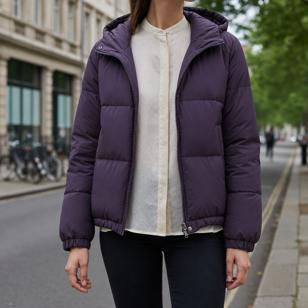 Santa Margherita Hooded Quilted Puffer Jacket in Purple