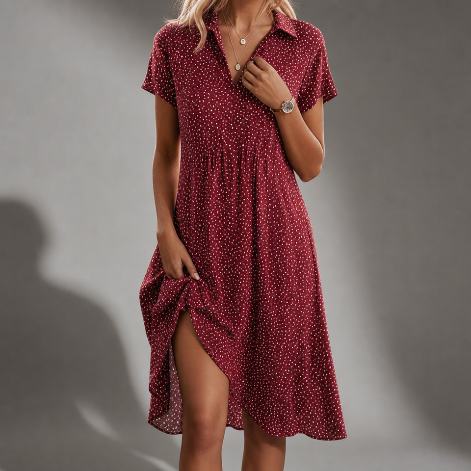 Biot Polka Dot Midi Dress in Red