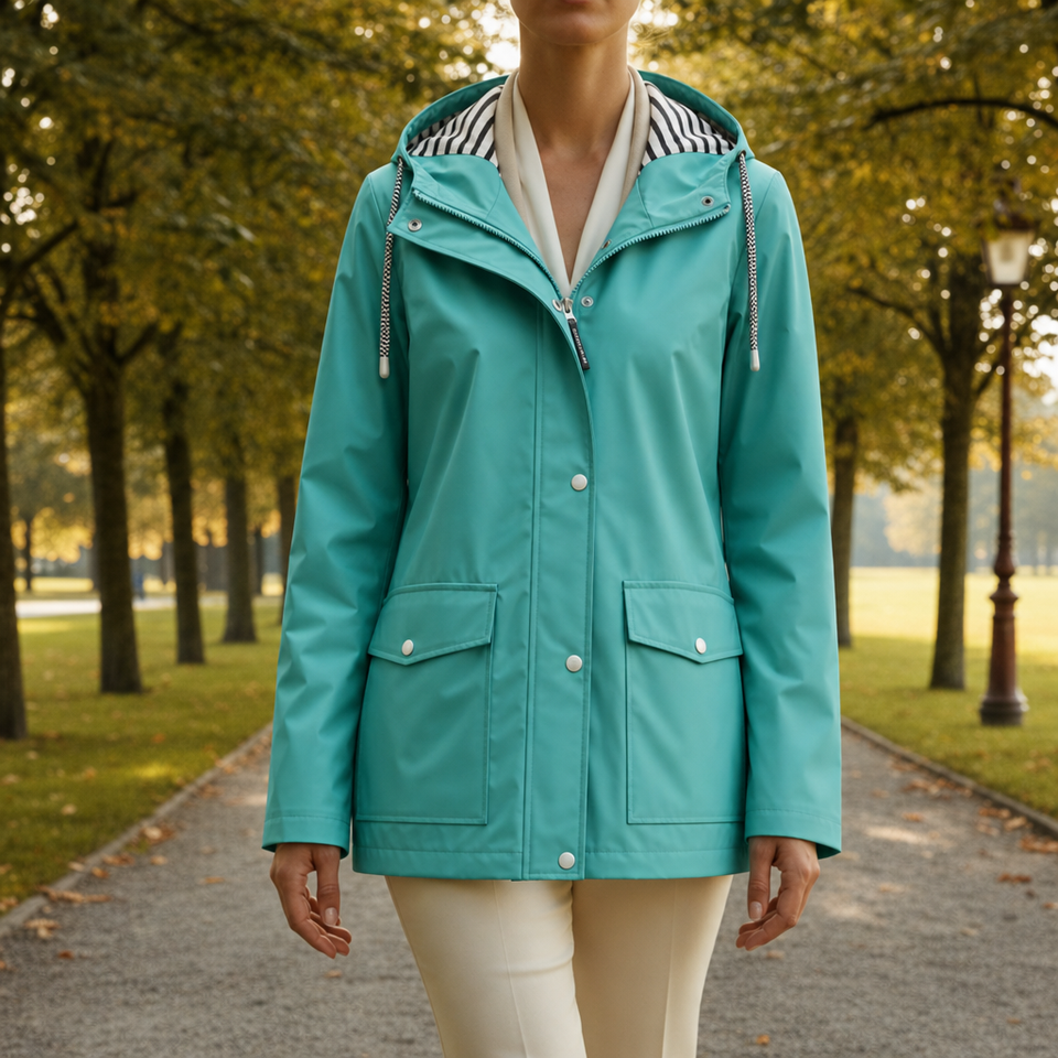 Tossa Hooded Waterproof Rain Jacket in Turquoise