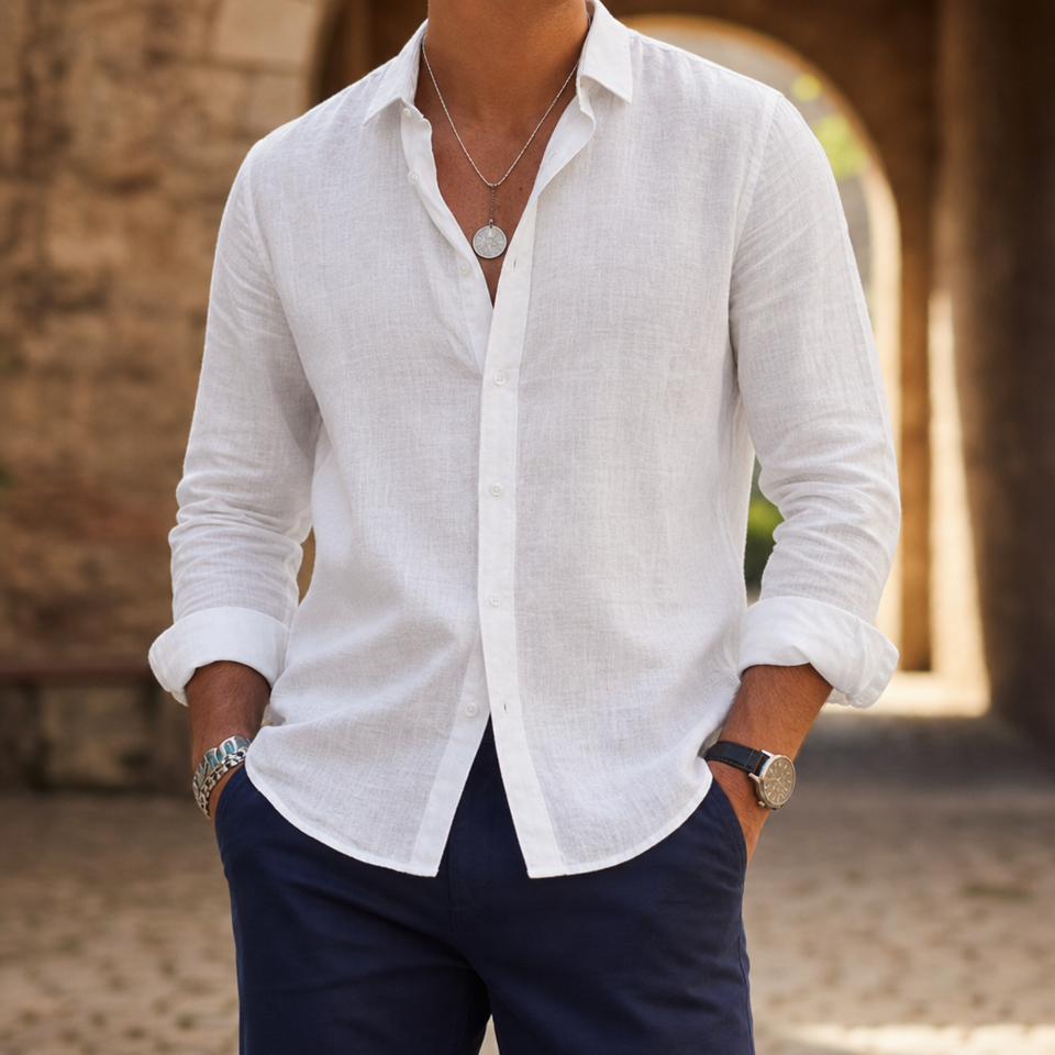 Ubeda Linen Casual Shirt in White
