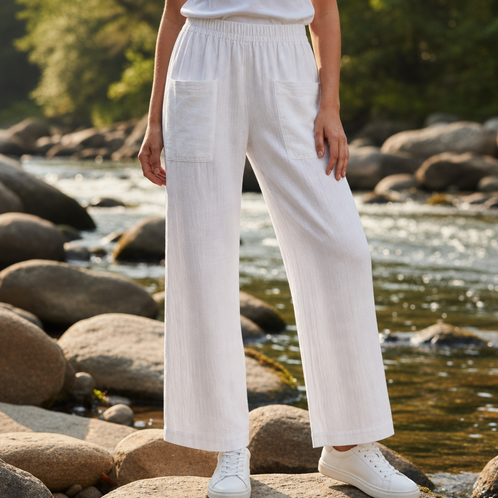 Cassis Relaxed Linen Trousers in White